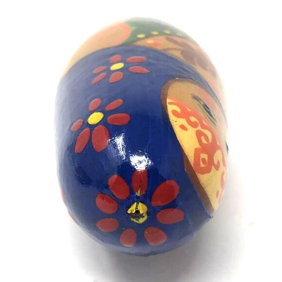 Matryoshka Russian Chime Doll Vintage Hand Painted Roly Poly Folk Art Set of 2 - Picture 14 of 16